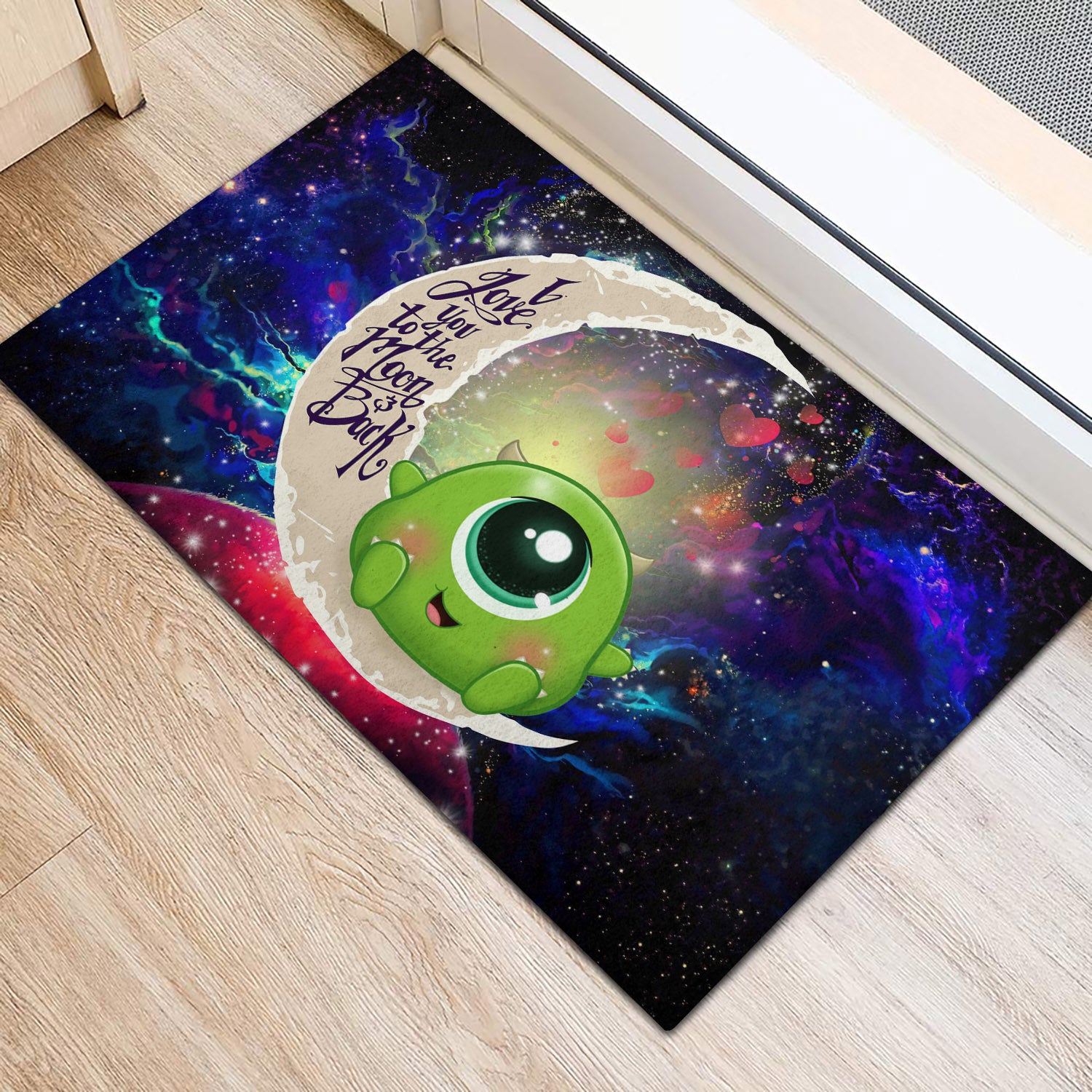 Cute Mike Monster Inc Love You To The Moon Galaxy Back Door Mats Home Decor