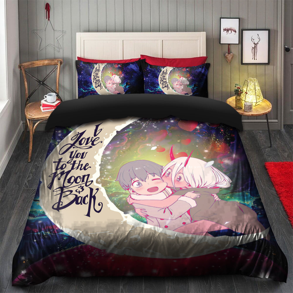 Darling In The Franxx Hiro And Zero Two Love You To The Moon Galaxy Bedding Set Duvet Cover And 2 Pillowcases