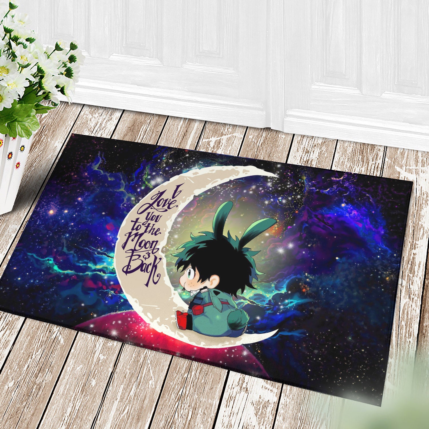 Deku My Hero Academia AnimeLove You To The Moon Galaxy Back Door Mats Home Decor