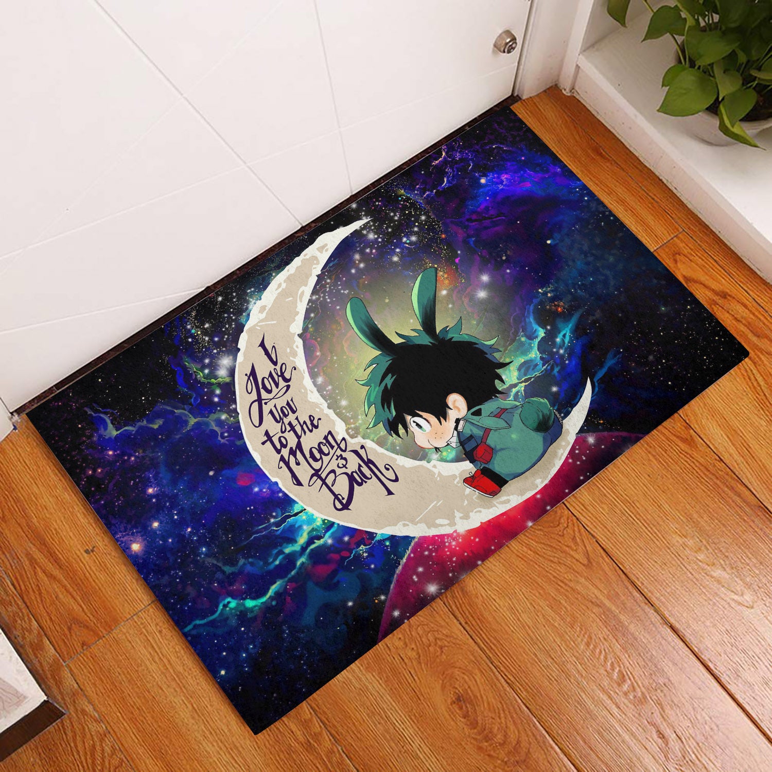 Deku My Hero Academia AnimeLove You To The Moon Galaxy Back Door Mats Home Decor