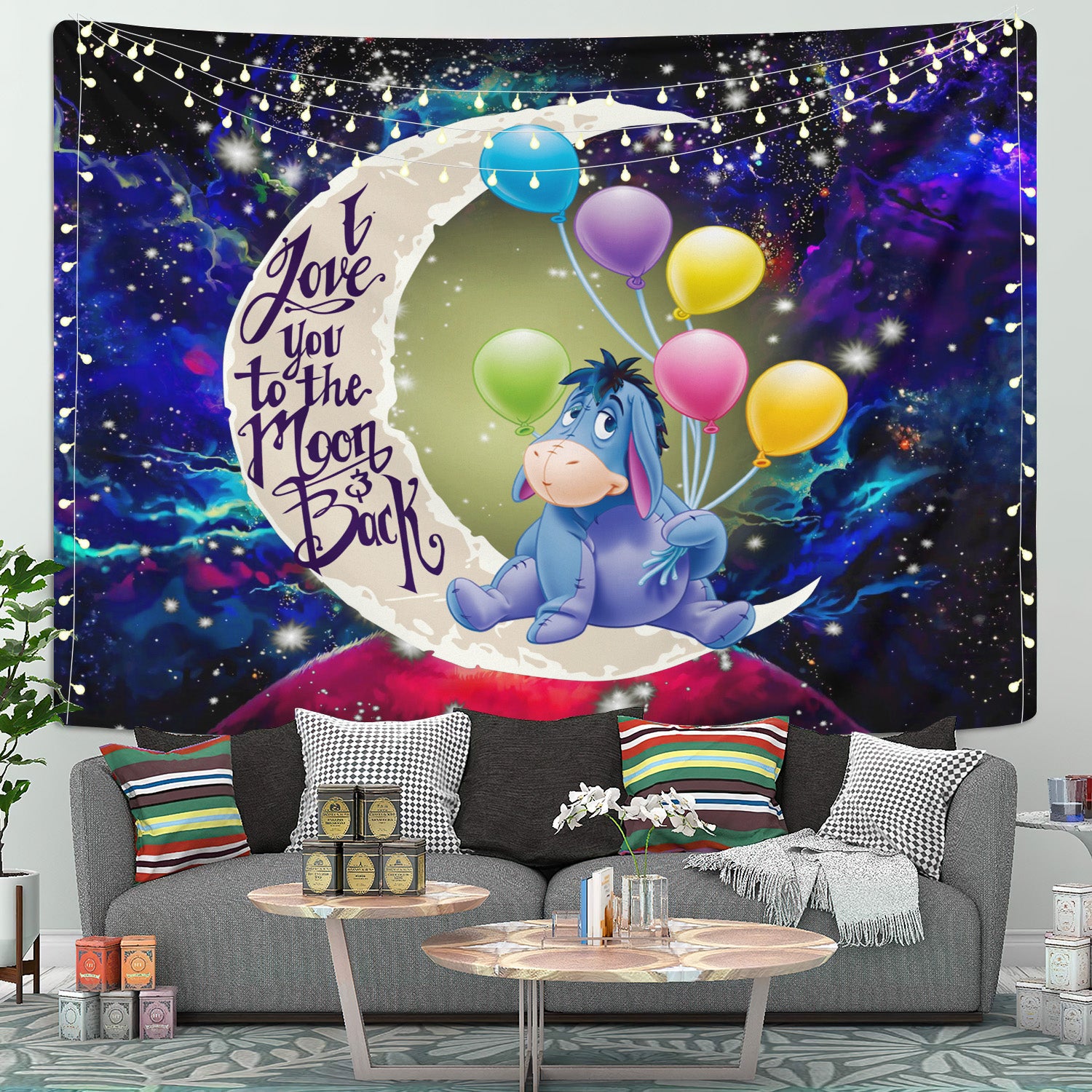 Eeyore Moon And Back Galaxy Tapestry Room Decor