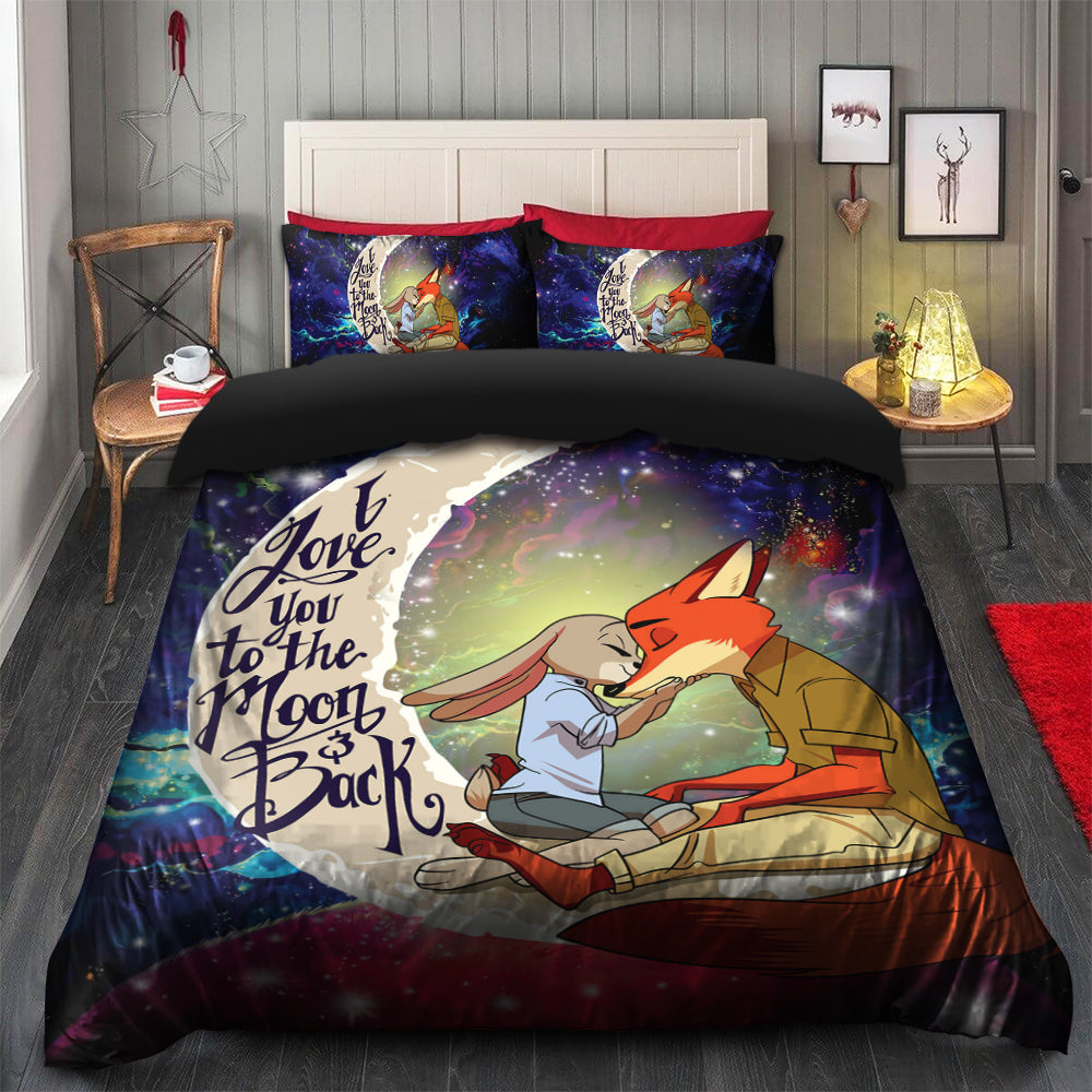 Fox Couple Zootopia Love You To The Moon Galaxy Bedding Set Duvet Cover And 2 Pillowcases