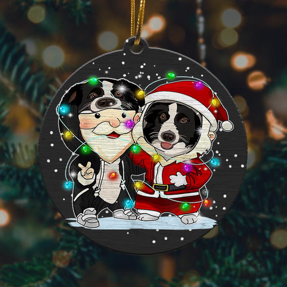 Funny Border Collie Wearing Santa Suit Christmas Light Christmas Ornament 2022 Amazing Decor Ideas