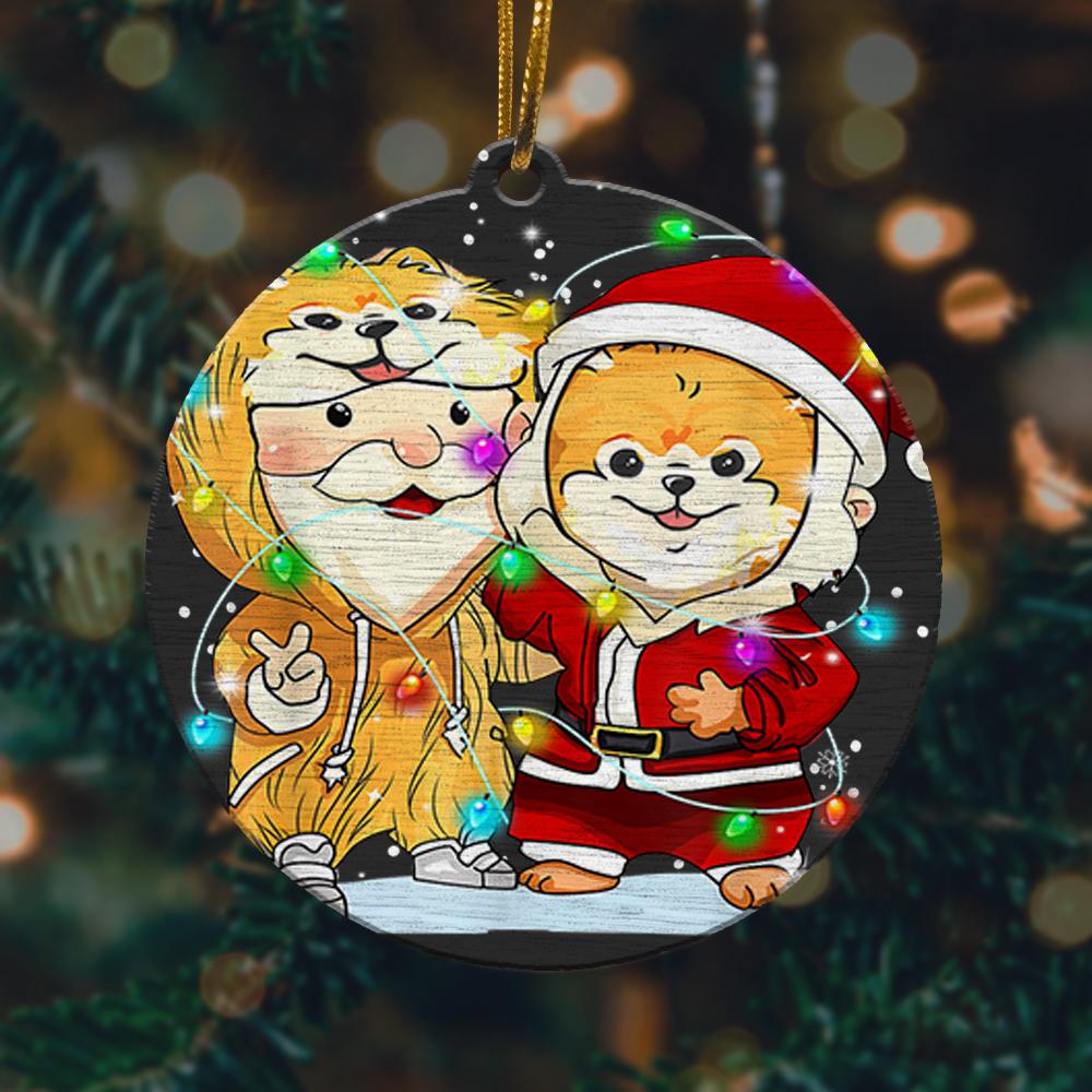 Funny Pomeranian Wearing Santa Suit Christmas Light Christmas Ornament 2022 Amazing Decor Ideas