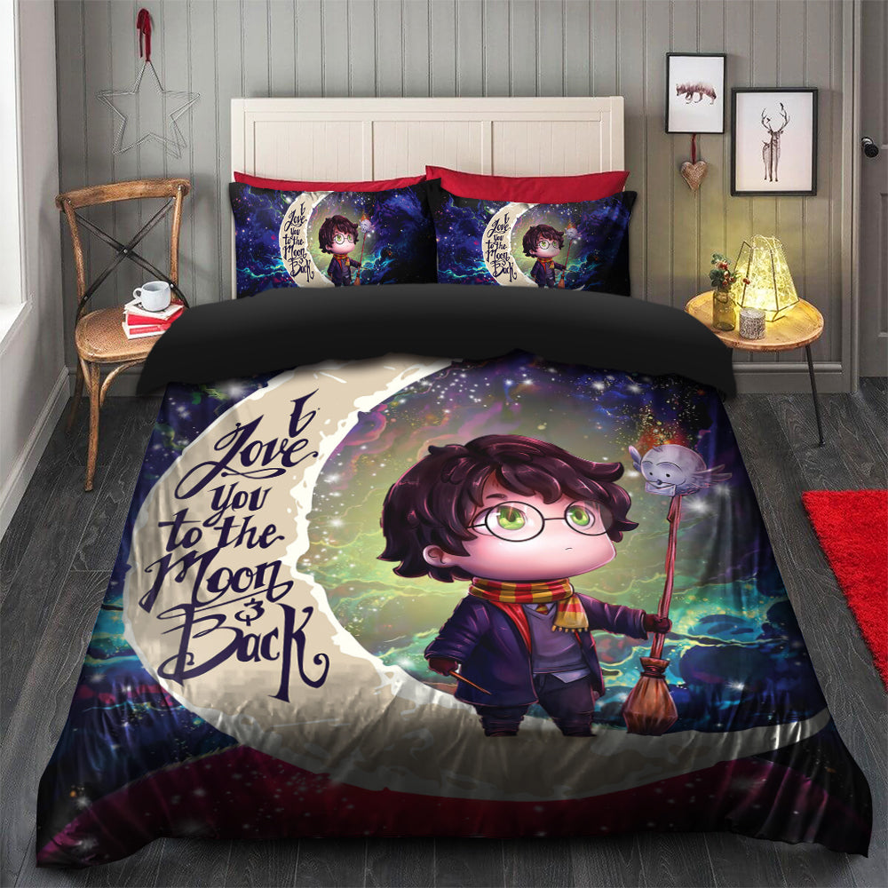 Harry Potter Chibi Love You To The Moon Galaxy Bedding Set Duvet Cover And 2 Pillowcases