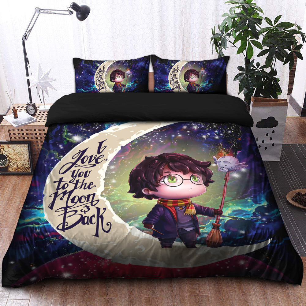 Harry Potter Chibi Love You To The Moon Galaxy Bedding Set Duvet Cover And 2 Pillowcases