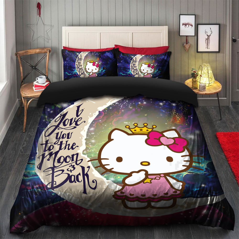Hello Kitty Love You To The Moon Galaxy Bedding Set Duvet Cover And 2 Pillowcases