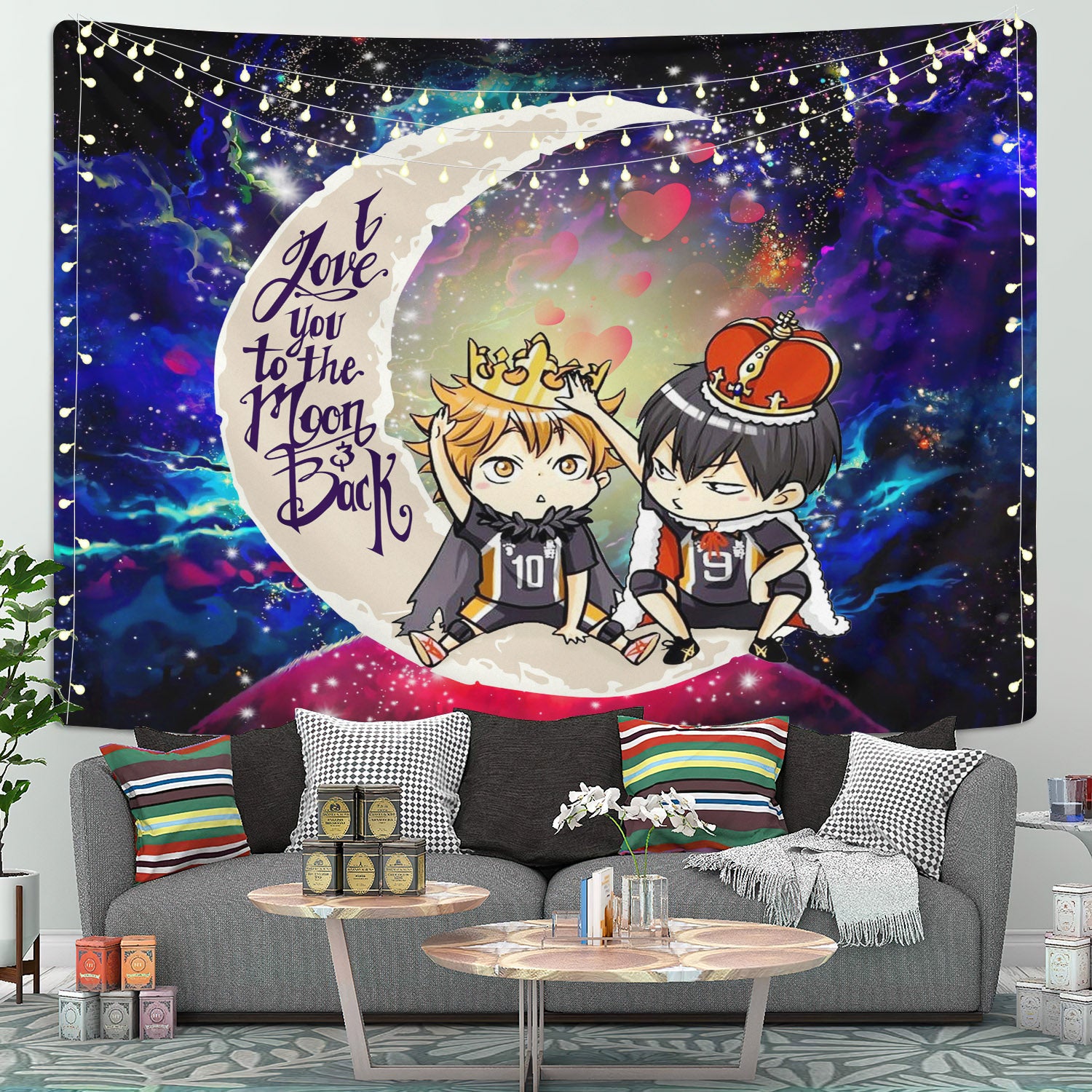 Hinata And Tobio Haikyuu Moon And Back Galaxy Tapestry Room Decor