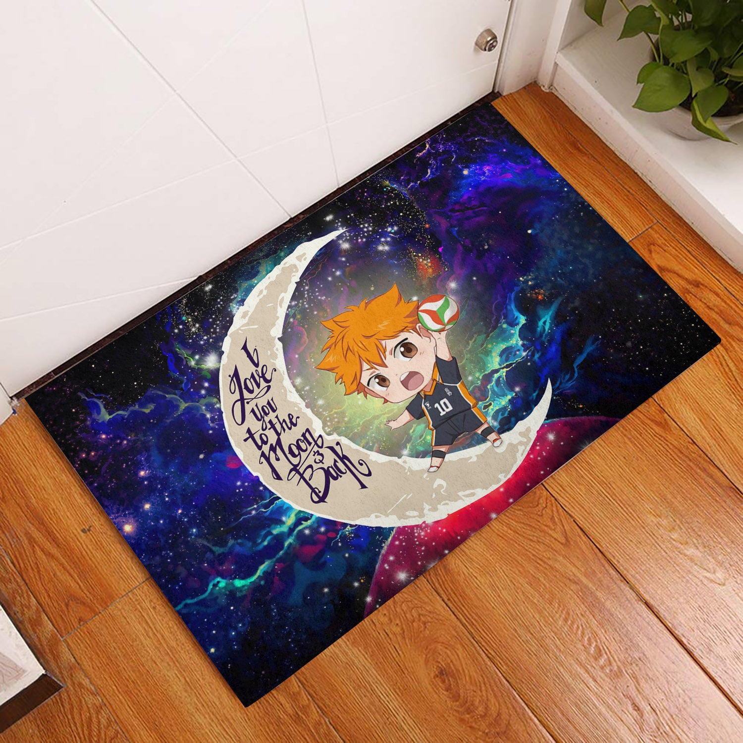 Hinata Haikyuu Love You To The Moon Galaxy Back Door Mats Home Decor
