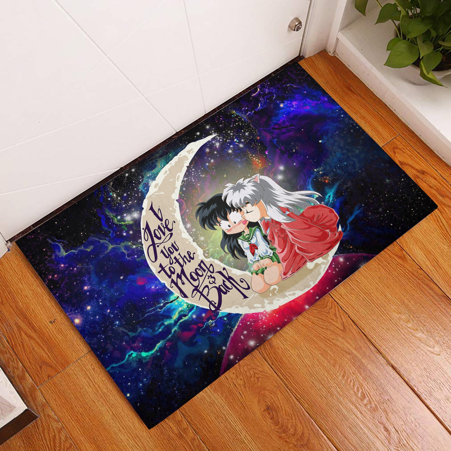 Inuyasha Love You To The Moon Galaxy Back Door Mats Home Decor