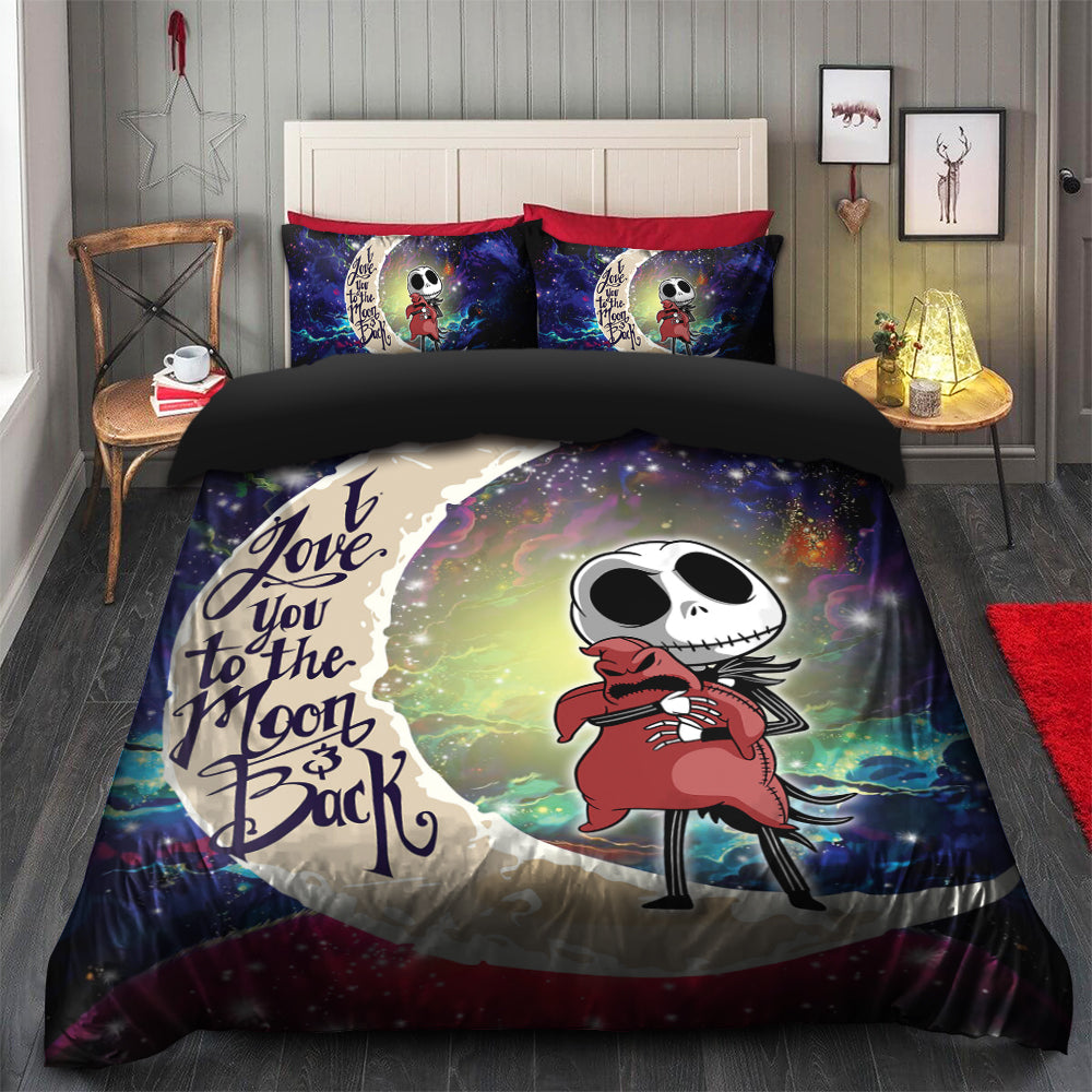 Jack Skellington Nightmare Before Christmas Love You To The Moon Galaxy Bedding Set Duvet Cover And 2 Pillowcases