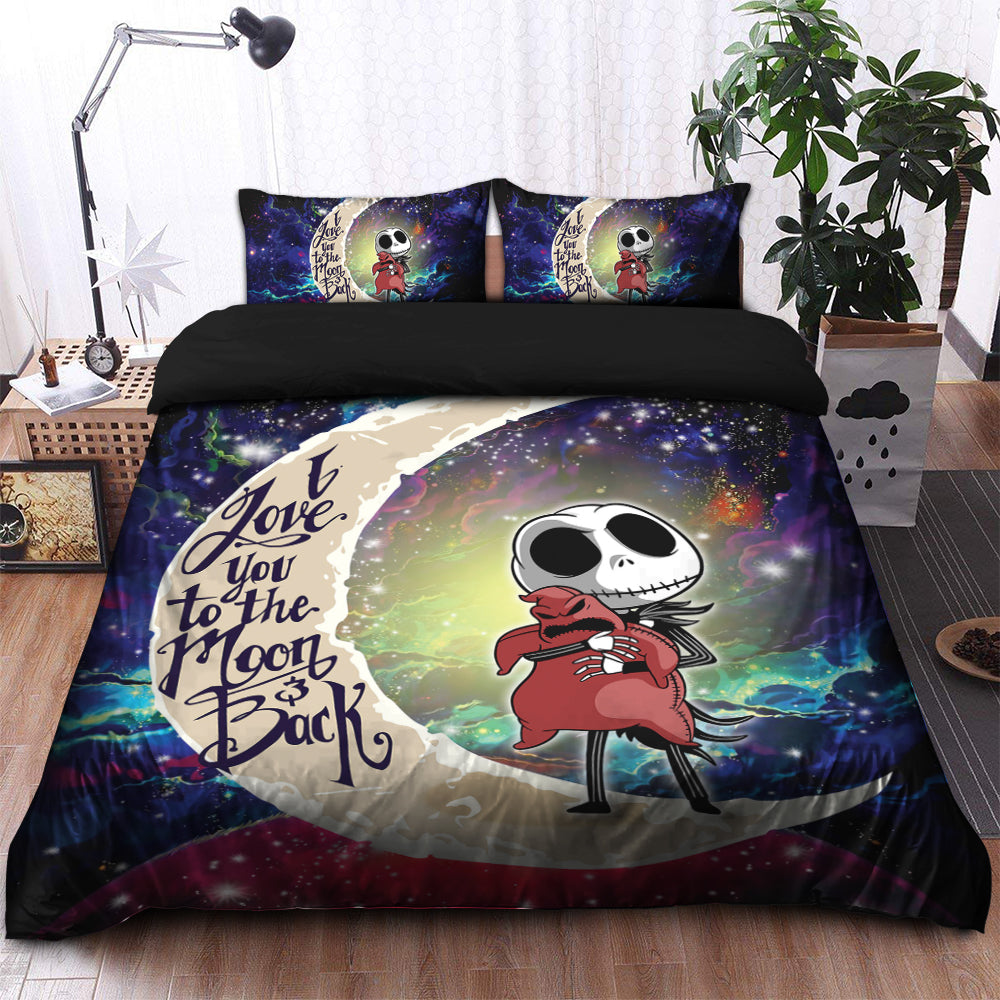 Jack Skellington Nightmare Before Christmas Love You To The Moon Galaxy Bedding Set Duvet Cover And 2 Pillowcases