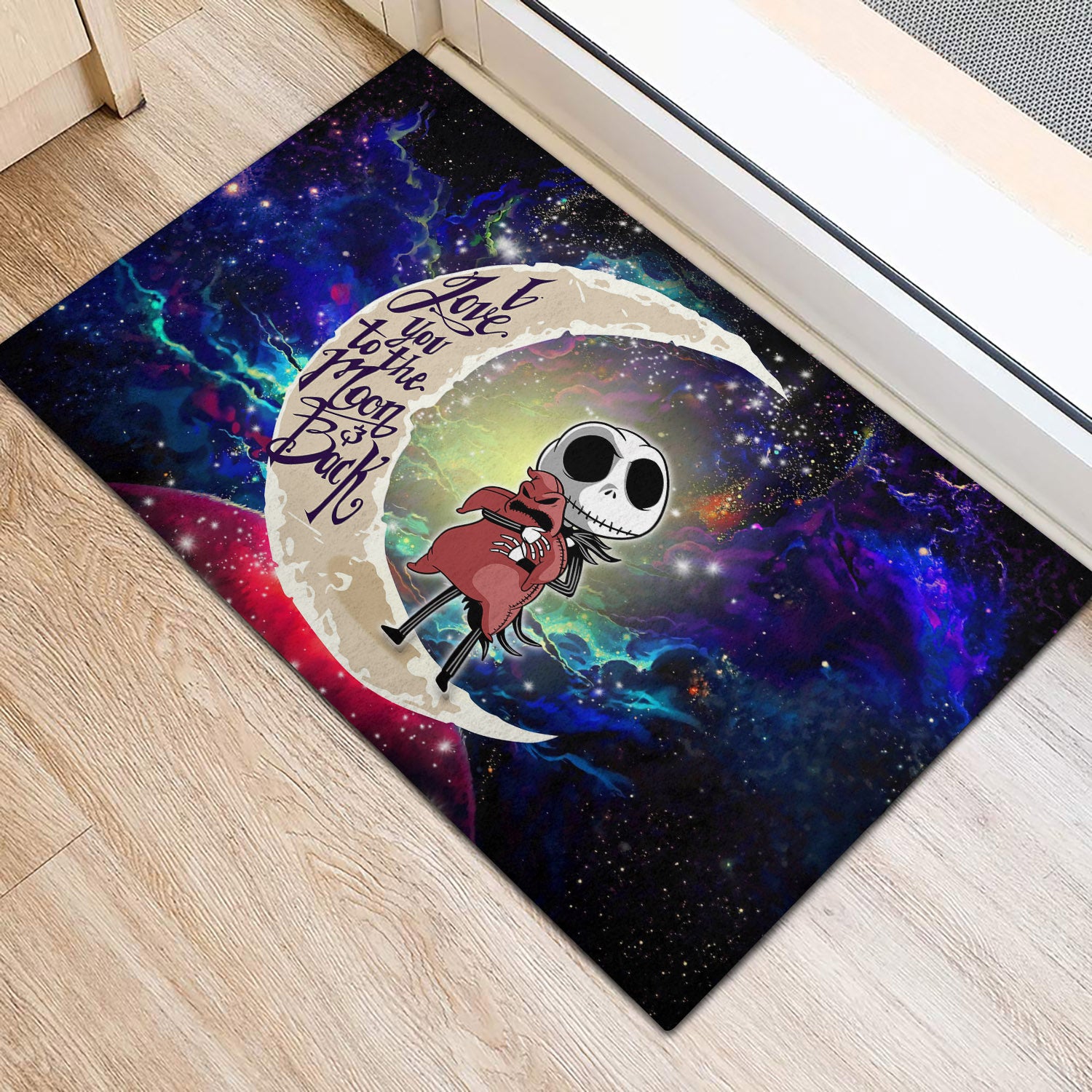 Jack Skellington Nightmare Before Christmas Love You To The Moon Galaxy Back Door Mats Home Decor