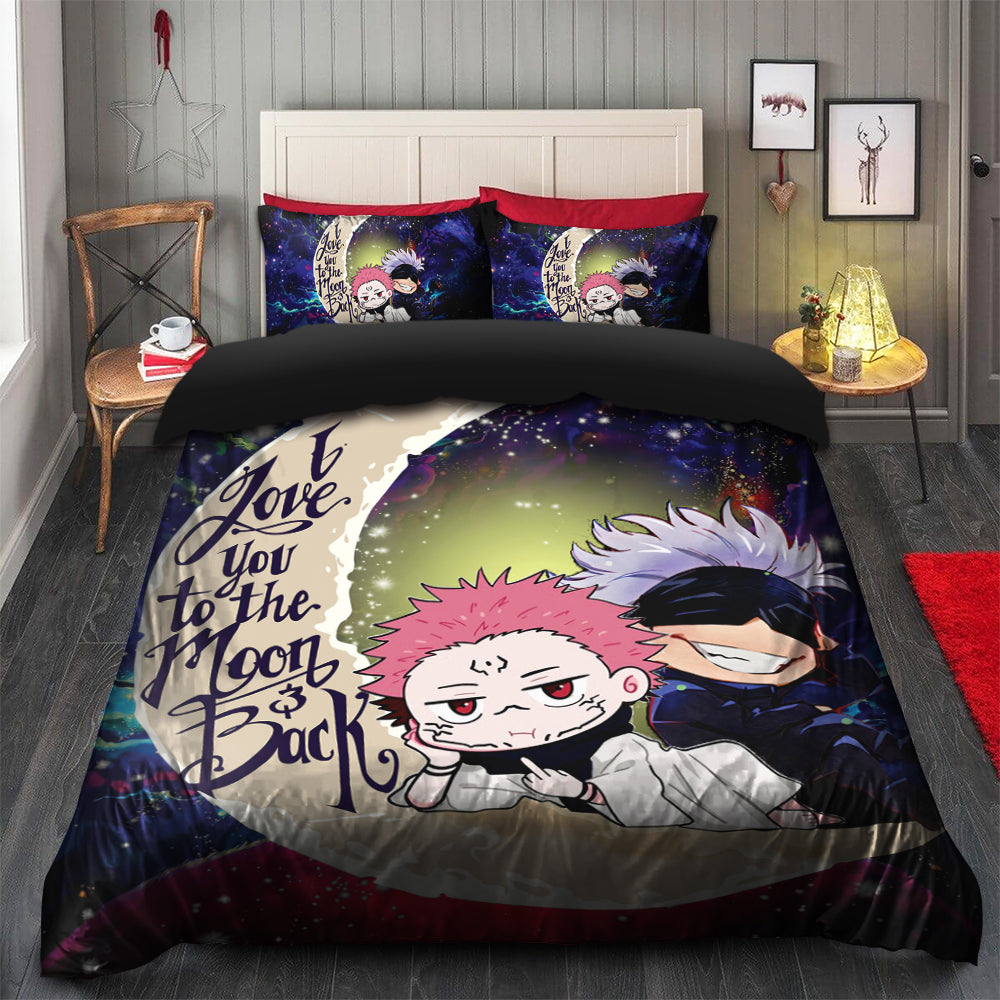 Jujutsu Kaisen Gojo Sakuna Chibi Anime Love You To The Moon Galaxy Bedding Set Duvet Cover And 2 Pillowcases