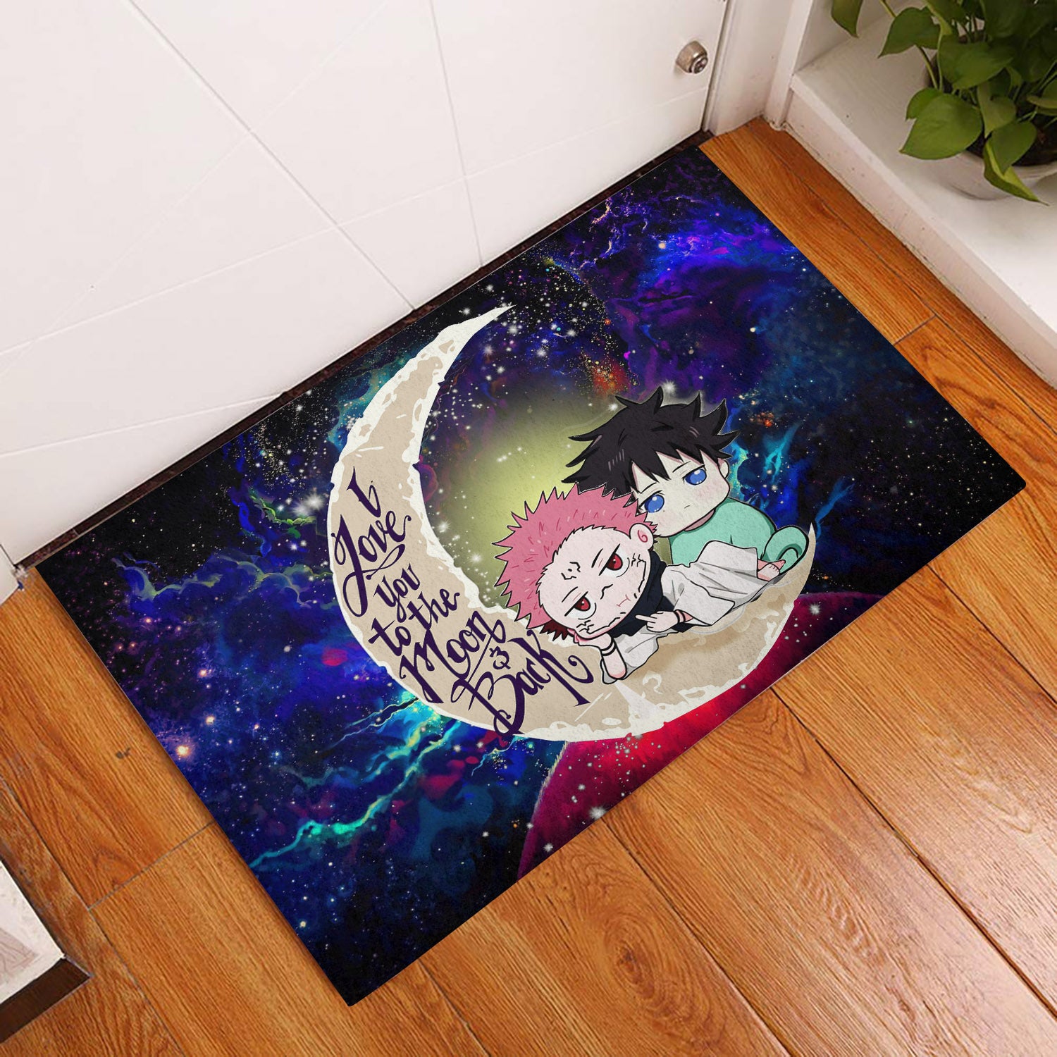 Jujutsu Kaisen Gojo Sukuna Love You To The Moon Galaxy Back Door Mats Home Decor