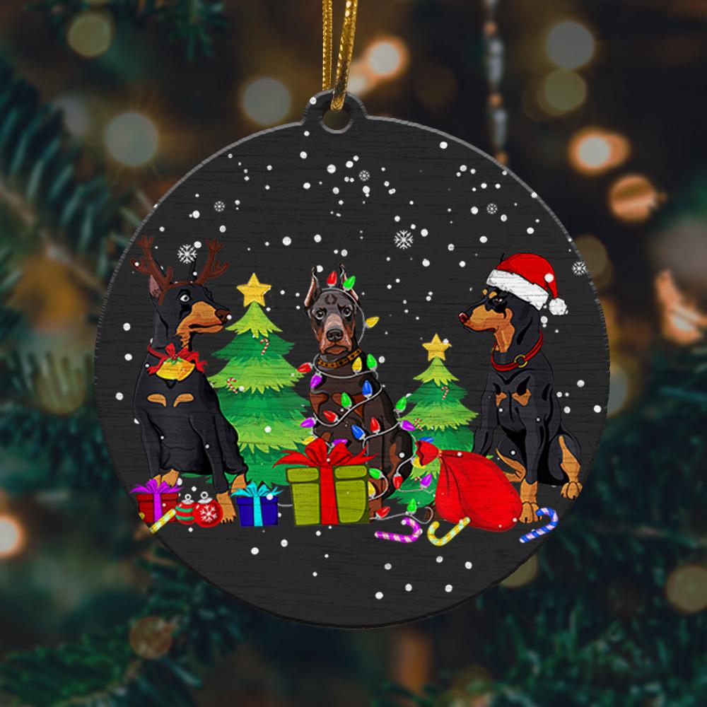 Loyal Dobermann Dog With Santa Reindeer Christmas Ornament 2022 Amazing Decor Ideas