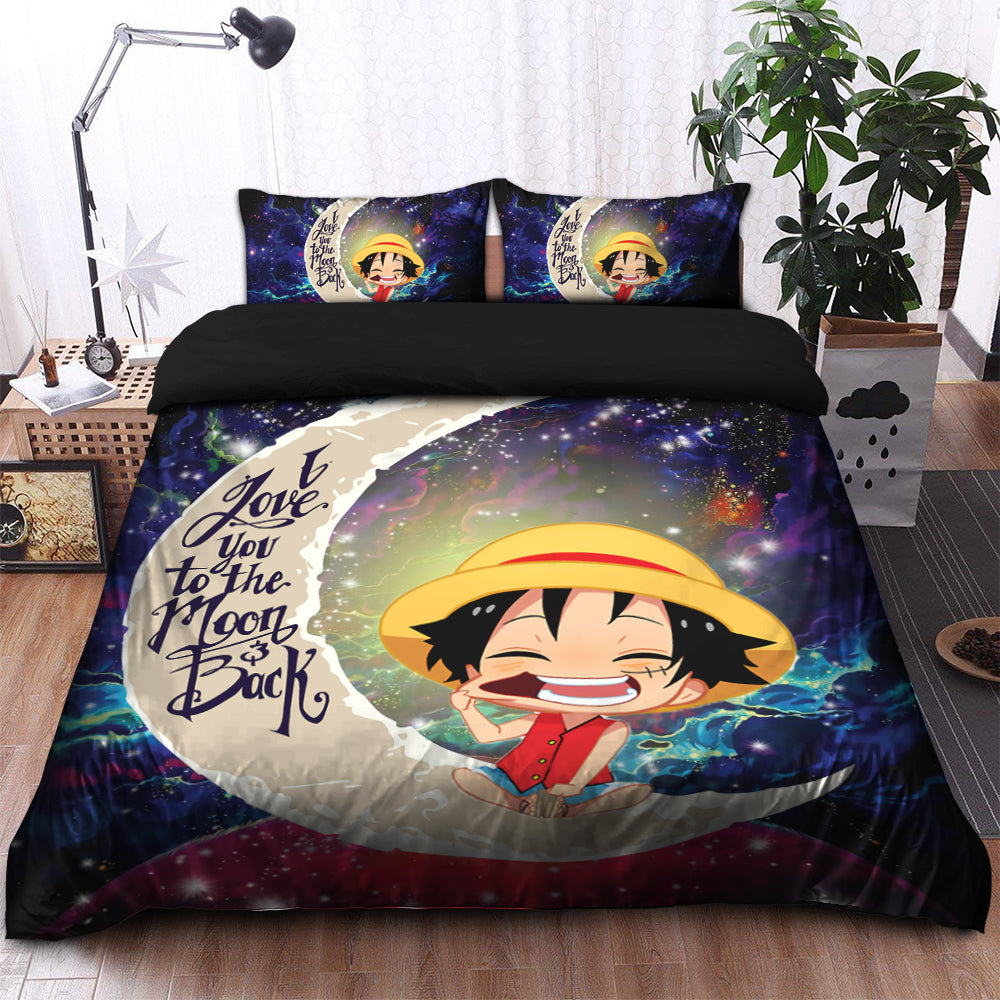 Luffy One Piece Love You To The Moon Galaxy Bedding Set Duvet Cover And 2 Pillowcases
