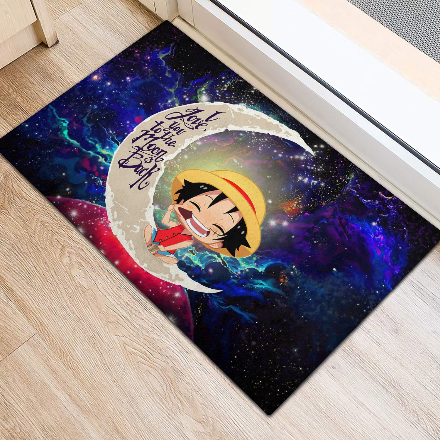 Luffy One Piece Love You To The Moon Galaxy Back Door Mats Home Decor