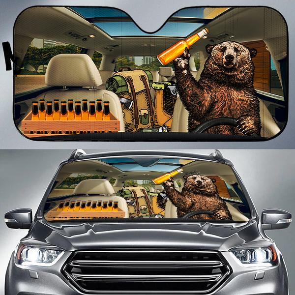 Beer Bear Camping Auto Sun Shades Windshield Accessories Decor Gift