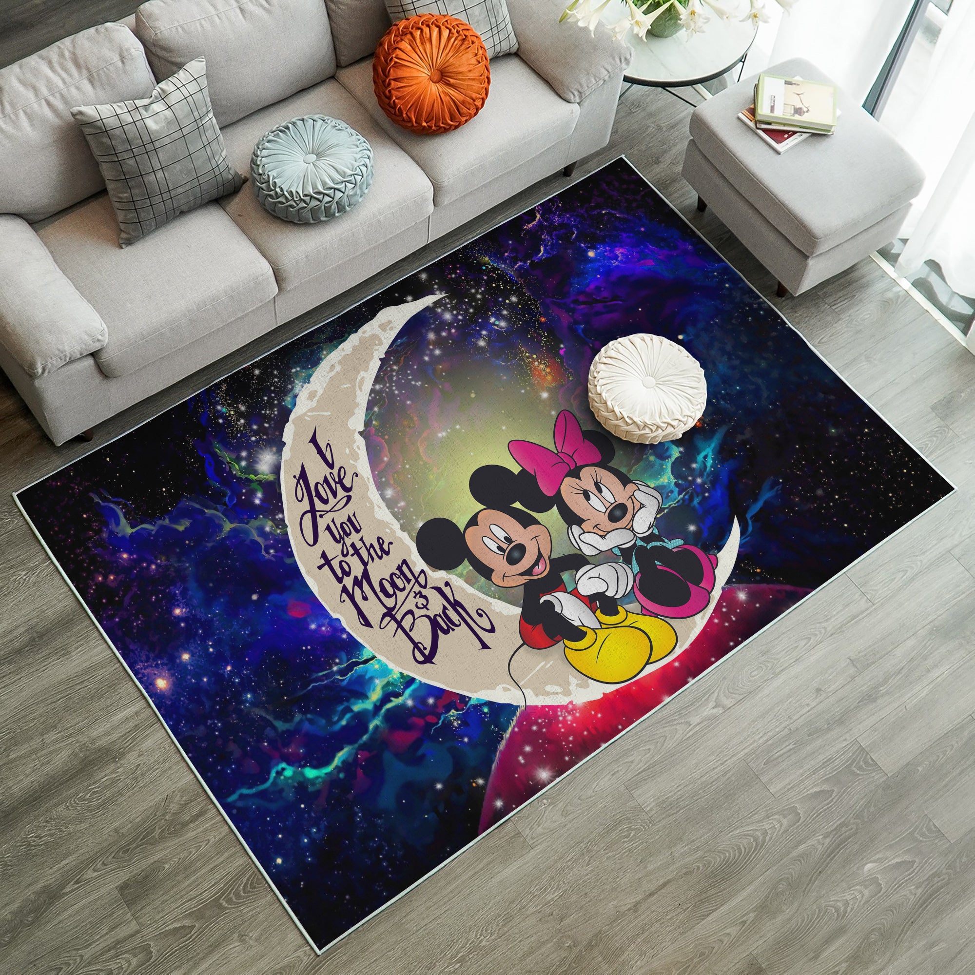 Mice Couple Love You To The Moon Galaxy Carpet Rug Home Room Decor
