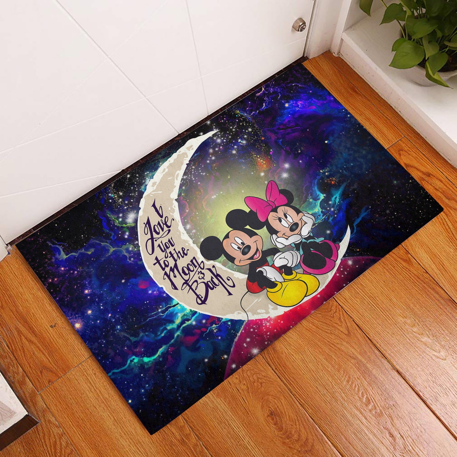 Mice Couple Love You To The Moon Galaxy Back Door Mats Home Decor