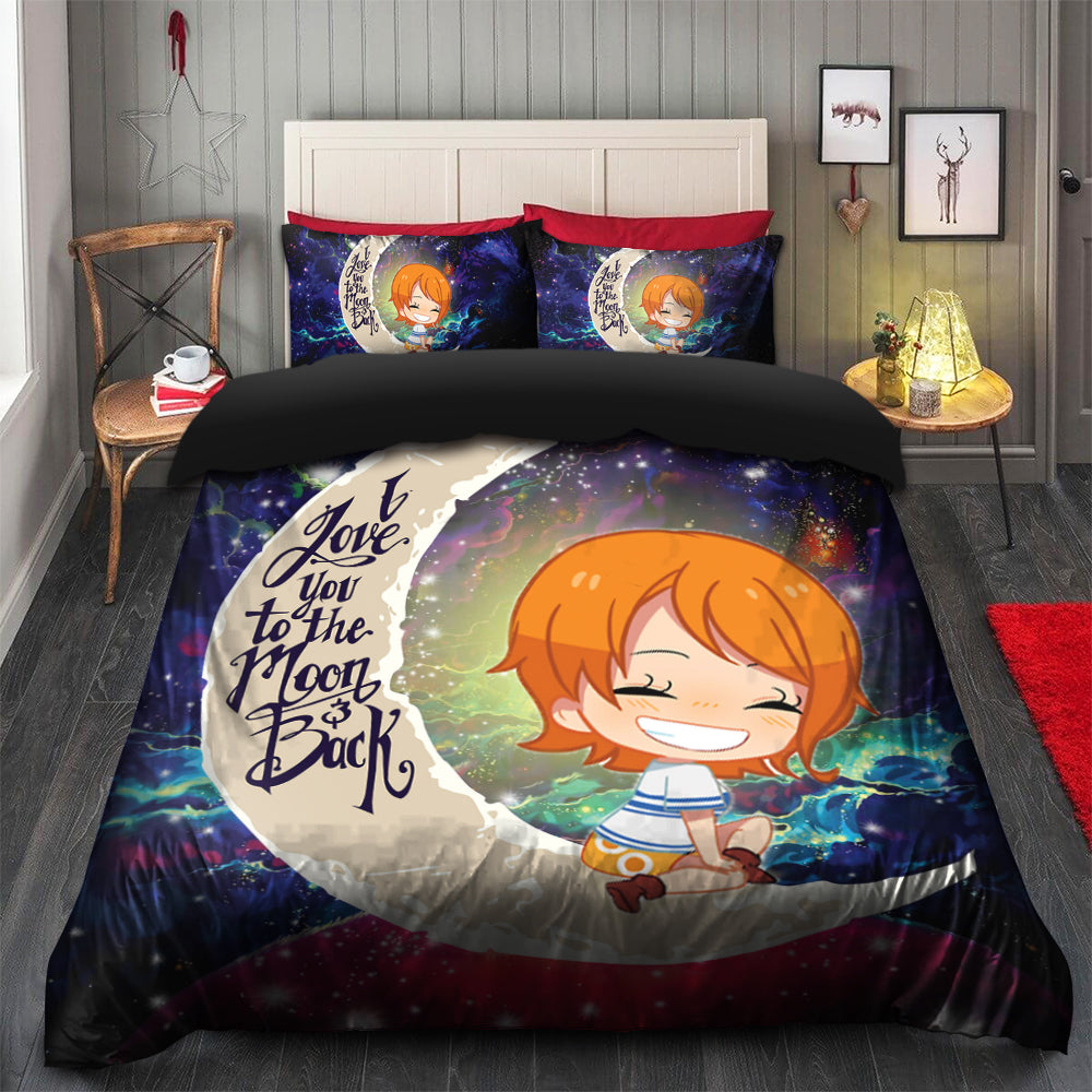 Nami One Piece Love You To The Moon Galaxy Bedding Set Duvet Cover And 2 Pillowcases