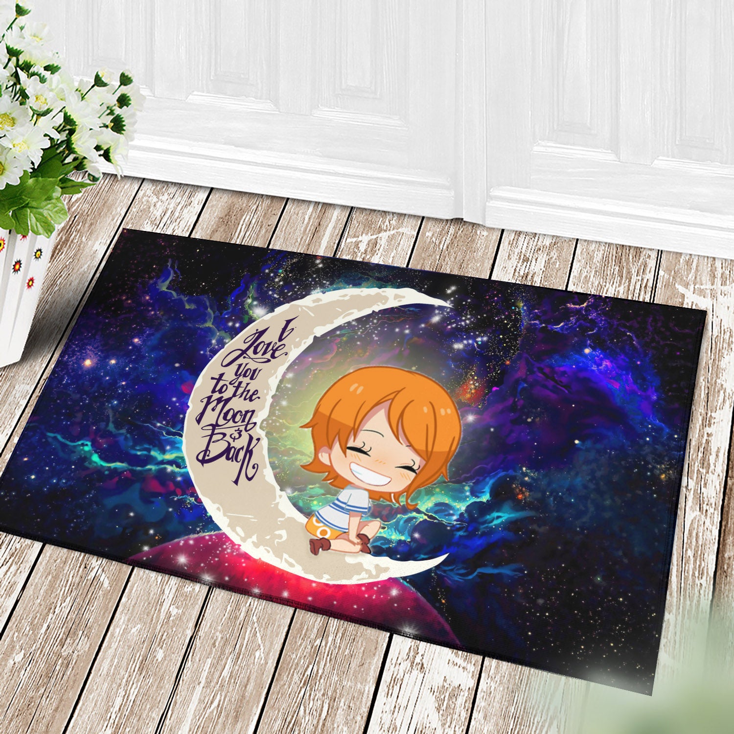 Nami One Piece Love You To The Moon Galaxy Back Door Mats Home Decor