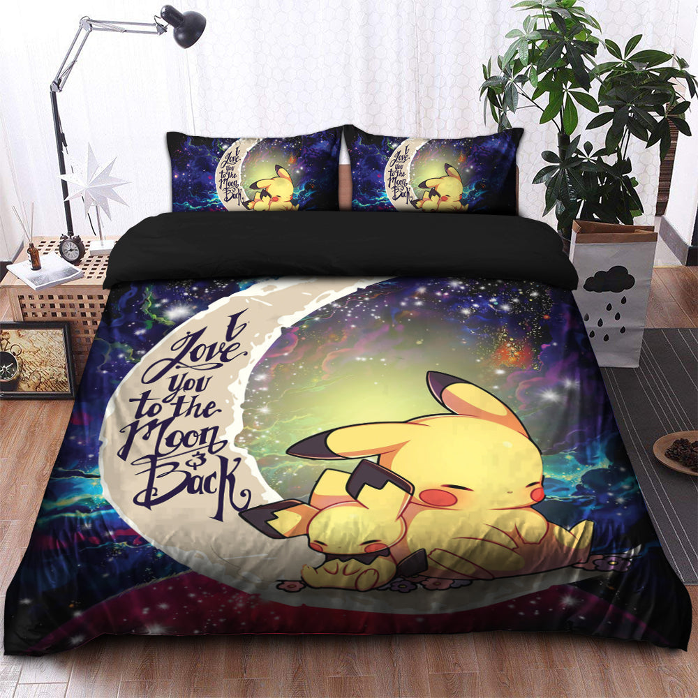 Pikachu Pokemon Sleep Love You To The Moon Galaxy Bedding Set Duvet Cover And 2 Pillowcases