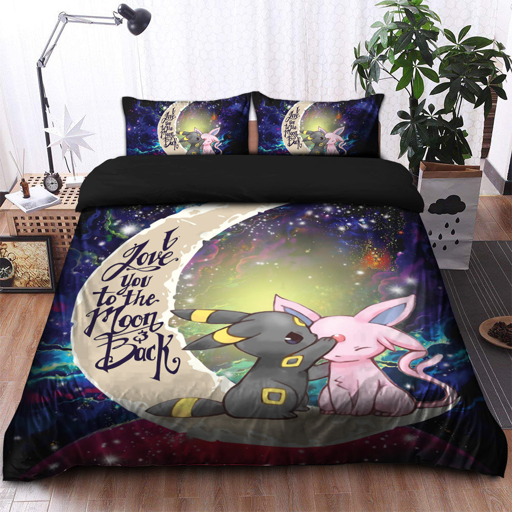 Pokemon Couple Espeon Umbreon Love You To The Moon Galaxy Bedding Set Duvet Cover And 2 Pillowcases