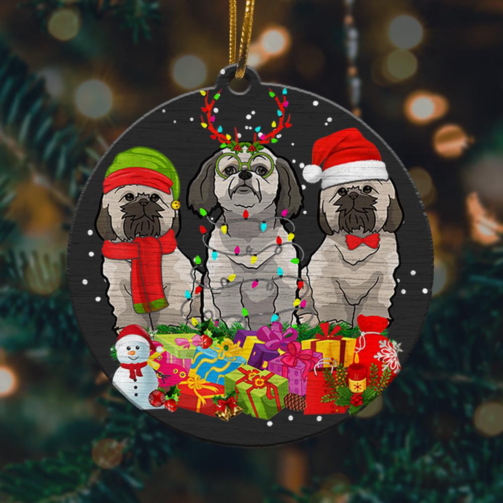 Shih Tzu Santa Hat Funny Dog Xmas Tree Lights Christmas Ornament 2022 Amazing Decor Ideas