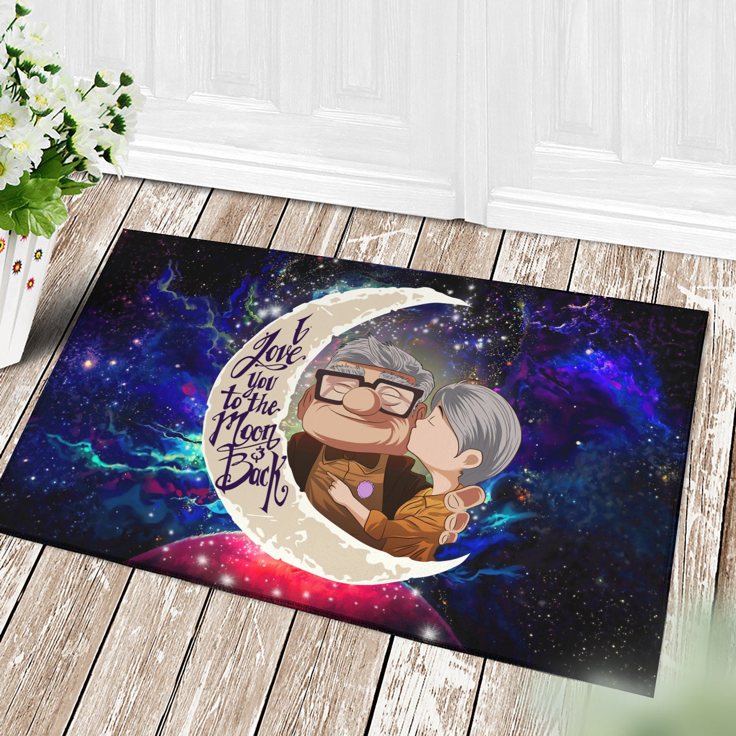 Up Couple Love You To The Moon Galaxy Back Door Mats Home Decor