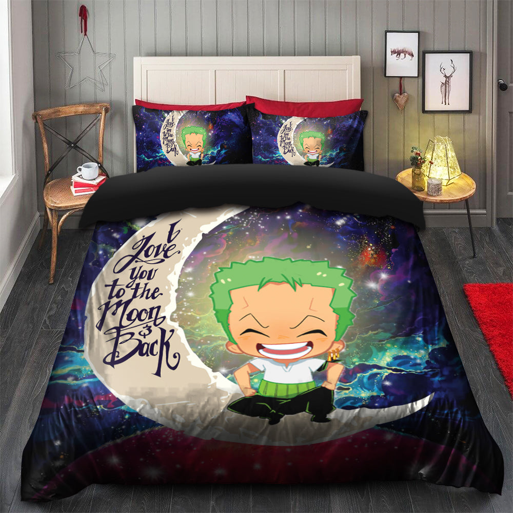 Zoro One Piece Love You To The Moon Galaxy Bedding Set Duvet Cover And 2 Pillowcases
