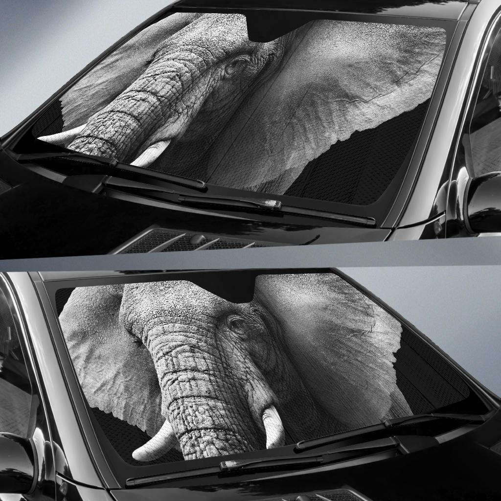 Elephant Dark Background Hd Car Sun Shade Gift Ideas 2022