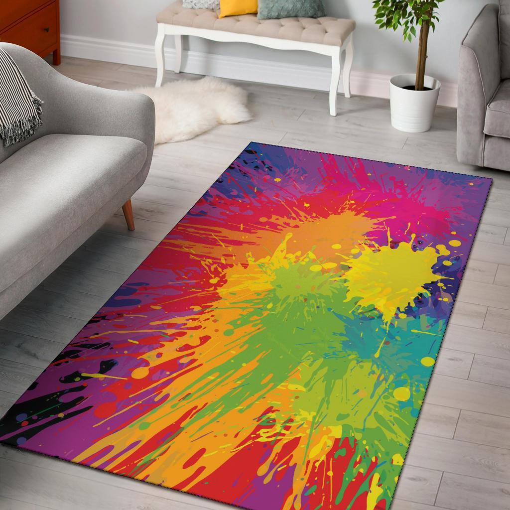 Colorful Paint Splatter Abstract Area Rug Carpet - 99shirt