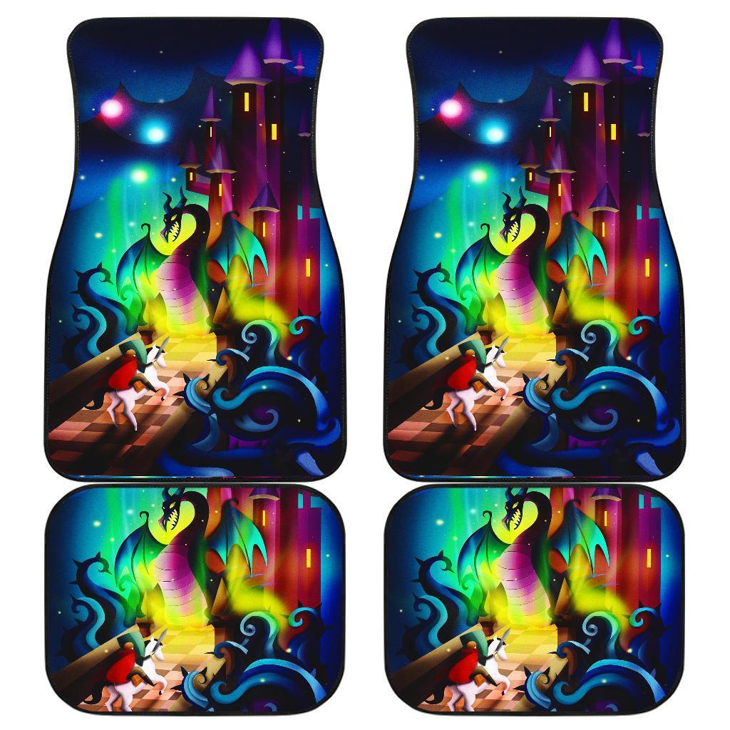 Maleficent Castle Dragon Cartoon Car Floor Mats - 99shirt