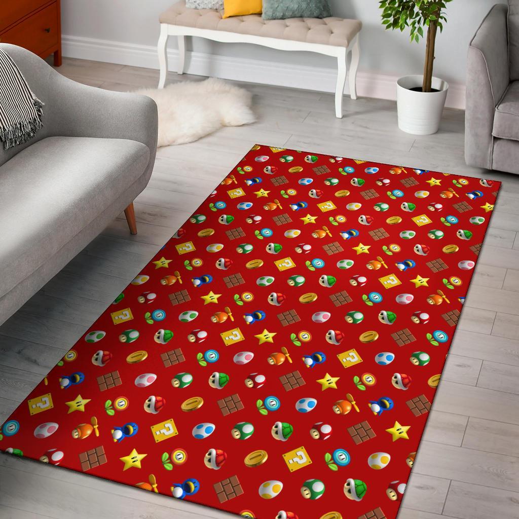 Super Mario Bross Pattern Red Area Rug Carpet - 99shirt