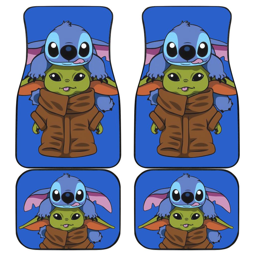 Baby Yoda And Stitch Cute Movies Car Floor Mats