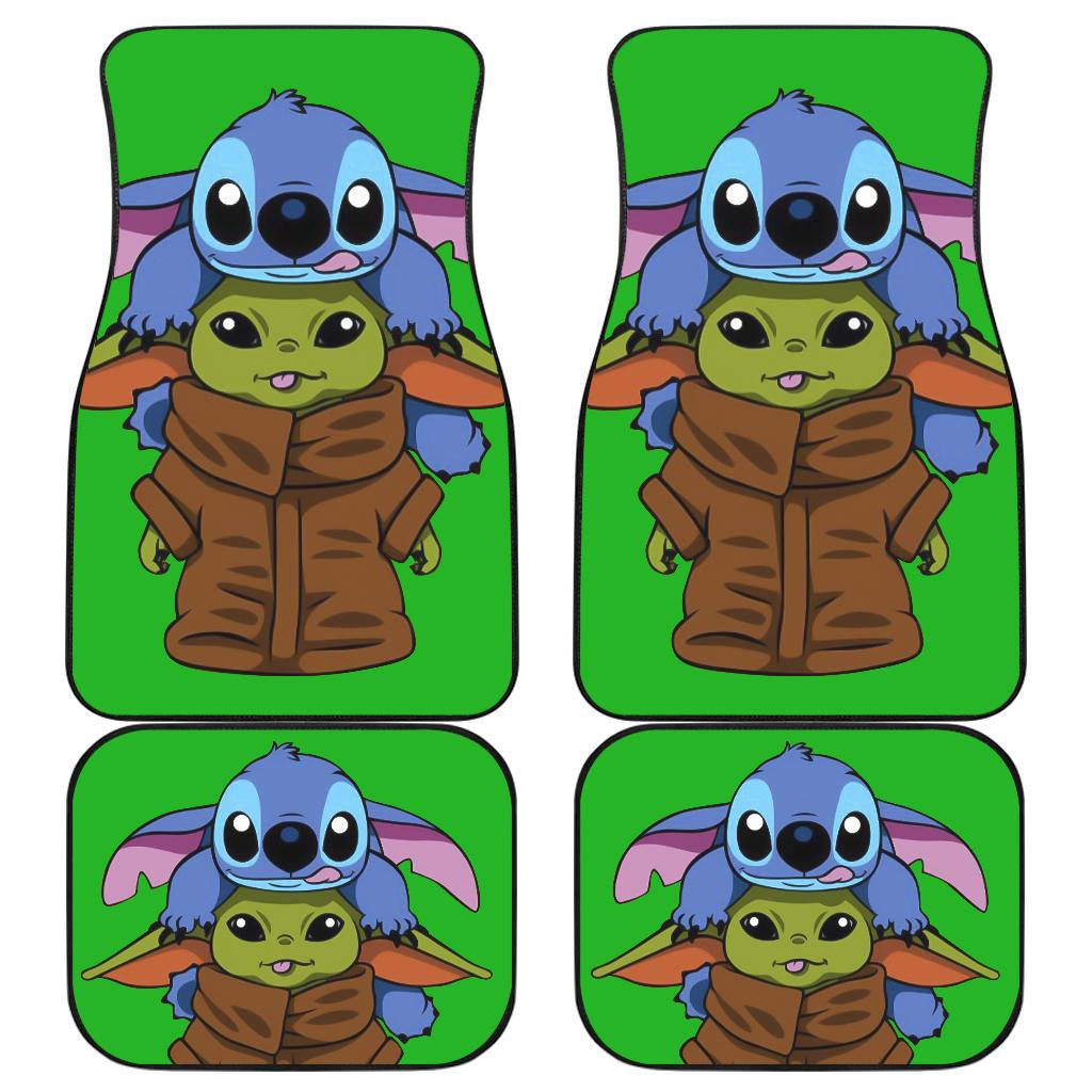 Baby Yoda And Stitch Cute Car Floor Mats Movies Fan Gift
