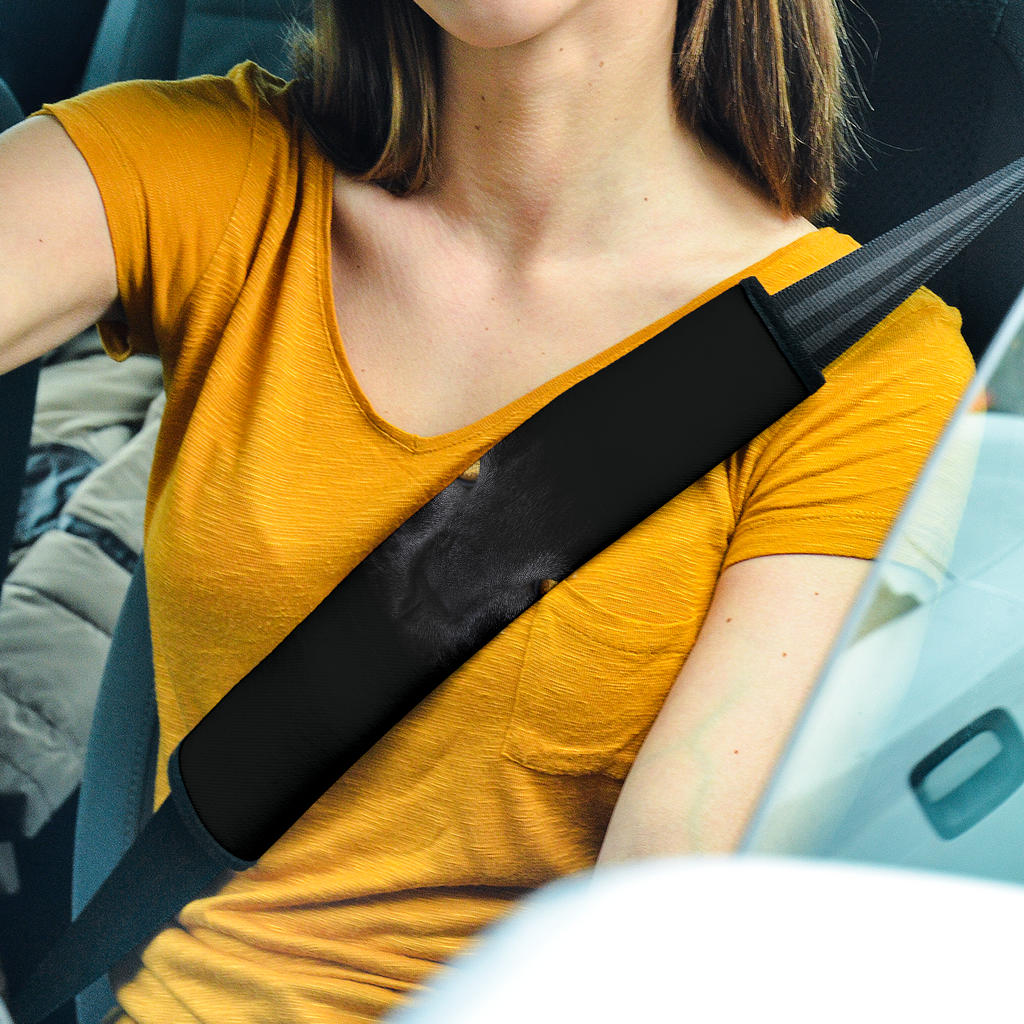 Black Cat Yellow Eye Car Seat Belt Covers Custom Animal Skin Printed Car Interior Accessories Perfect Gift