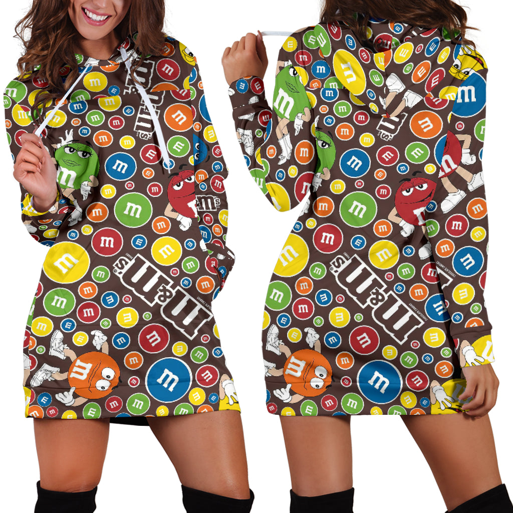 M&M Chocolate Pattern Women's Hoodie Dress