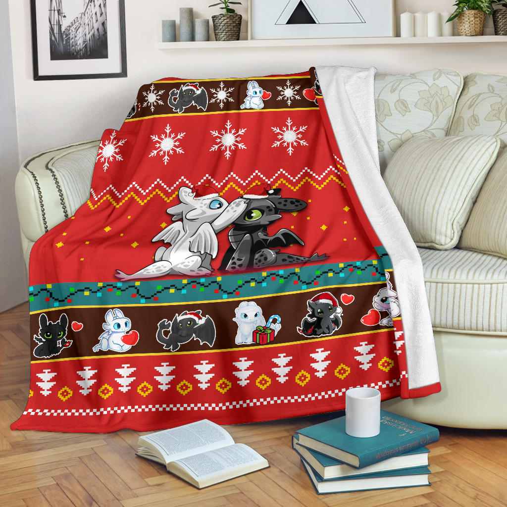 Toothless Light Fury Christmas Blanket Amazing Gift Idea