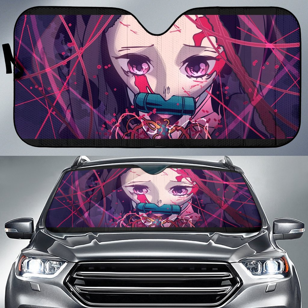 Demon Slayer Bloody Nezuko Car Auto Sunshade Anime 2022 Amazing Best Gift Ideas 2022