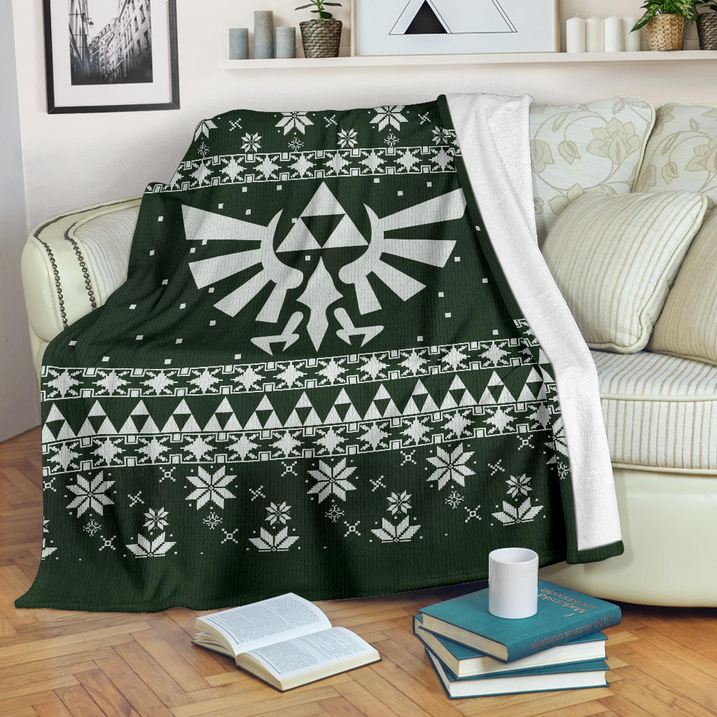 Legend Of Zelda Dark Green Sign Ugly Christmas Custom Blanket Home Decor