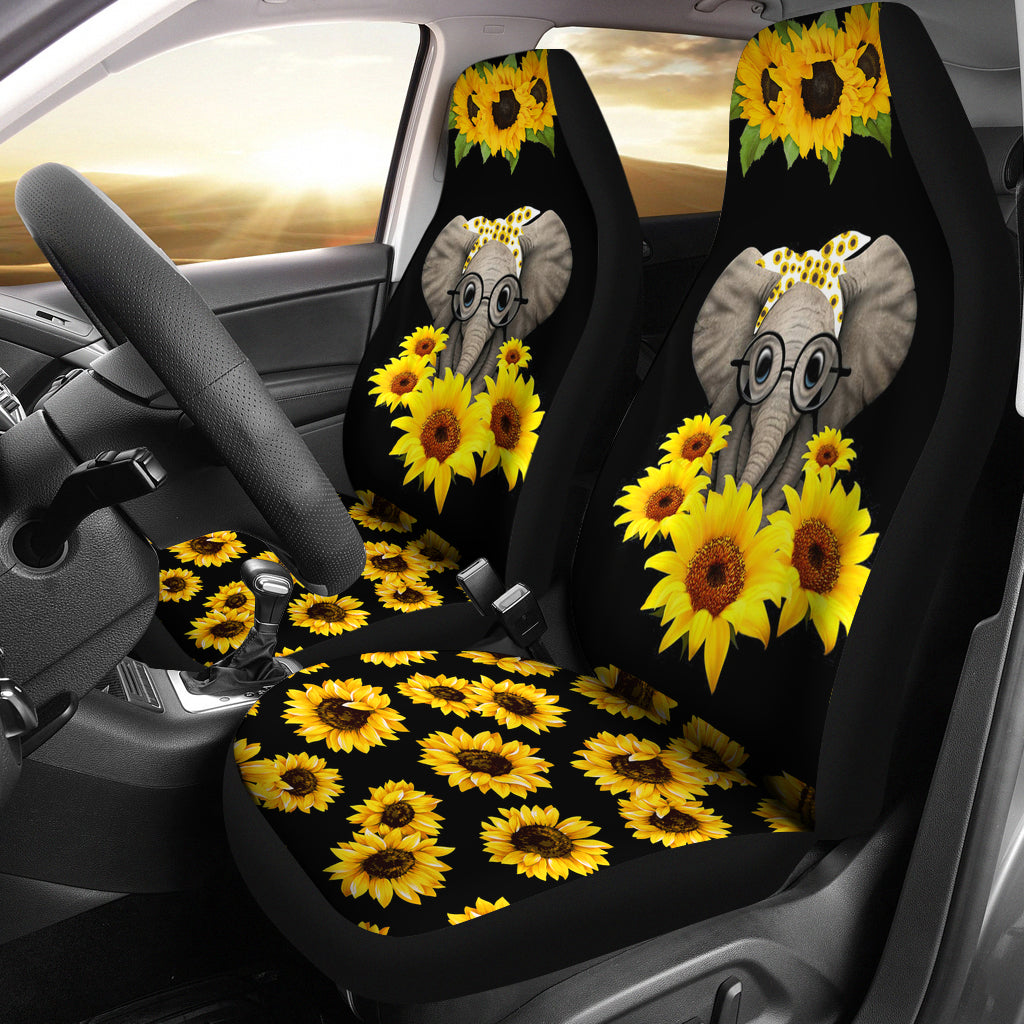 Cute Elephant Love Sunflower Car Seat Covers