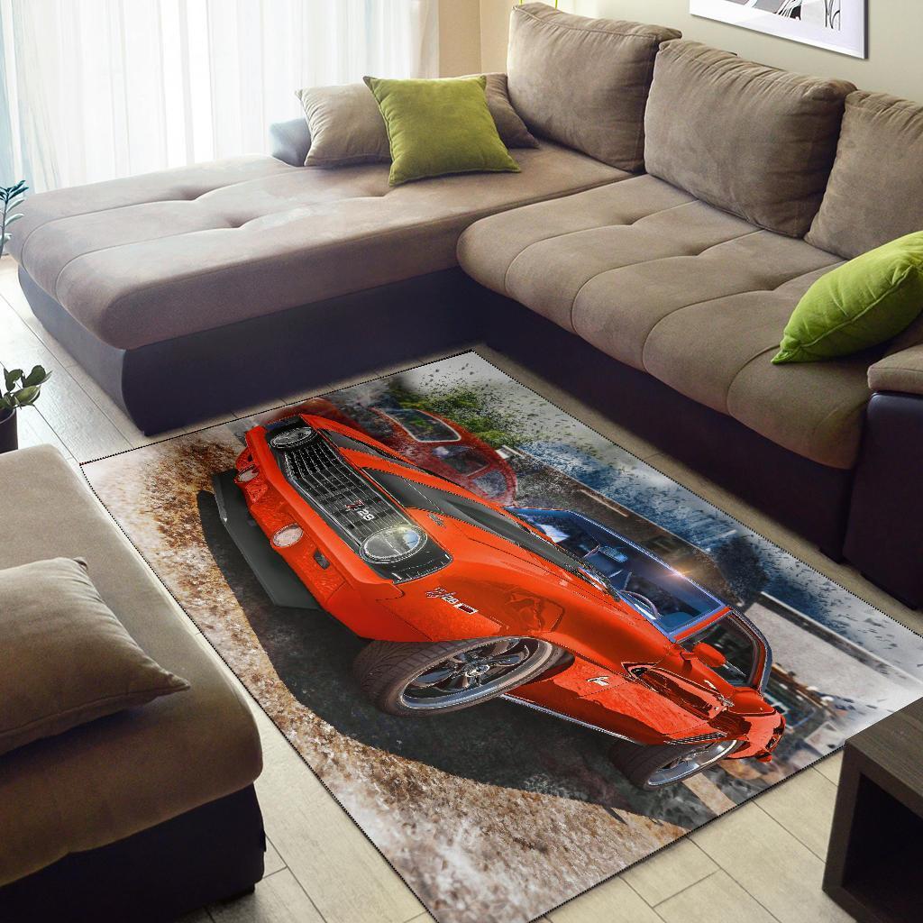 1969 Orange Chevy Camaro Muscle Car Art Area Rug Carpets - 99shirt