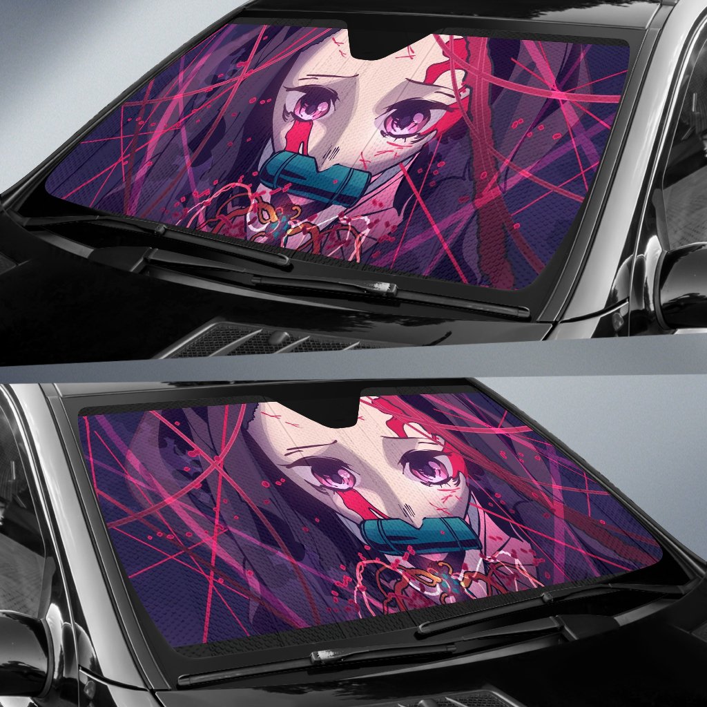 Demon Slayer Bloody Nezuko Car Auto Sunshade Anime 2022 Amazing Best Gift Ideas 2022