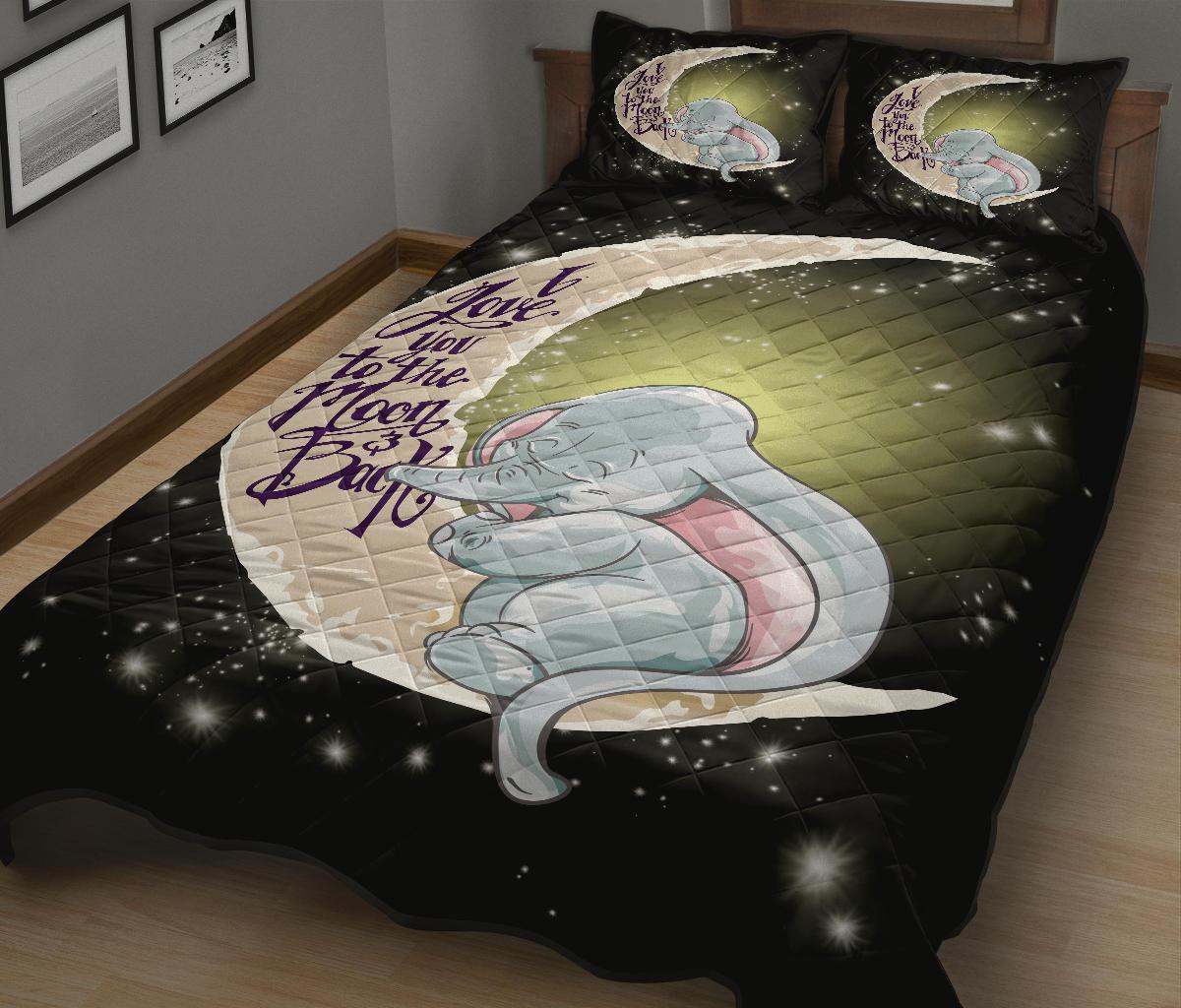 Baby Elephant To The Moon Quilt Bed Sets