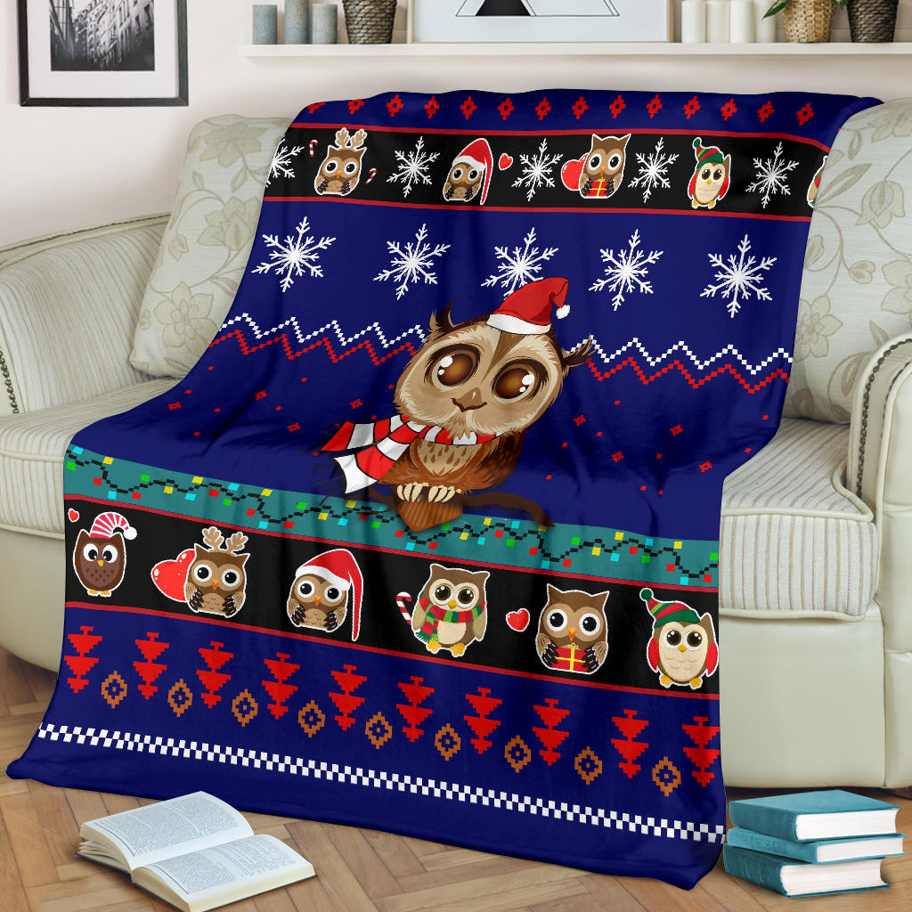 Owl Cute Blue Christmas Blanket Amazing Gift Idea
