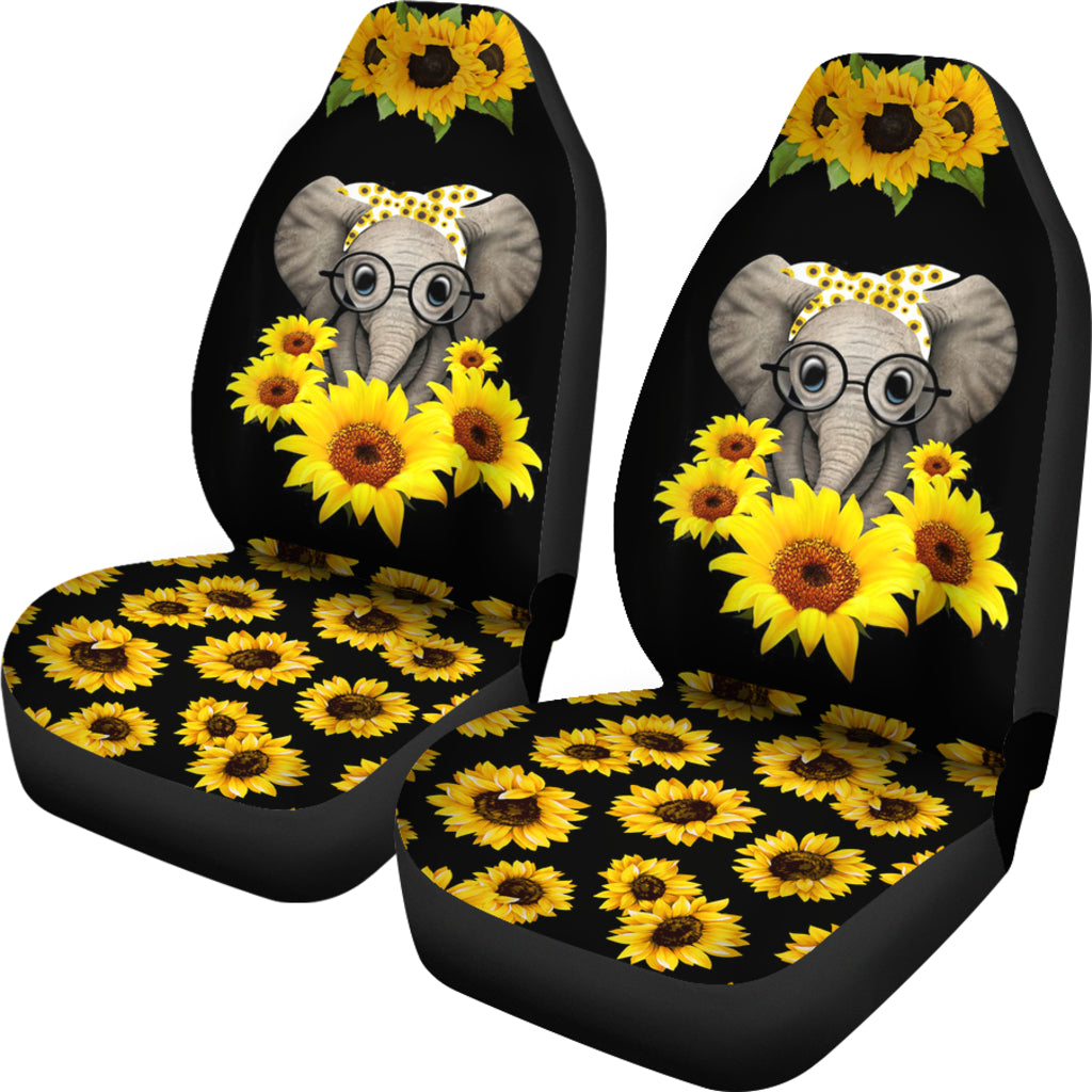 Cute Elephant Love Sunflower Car Seat Covers