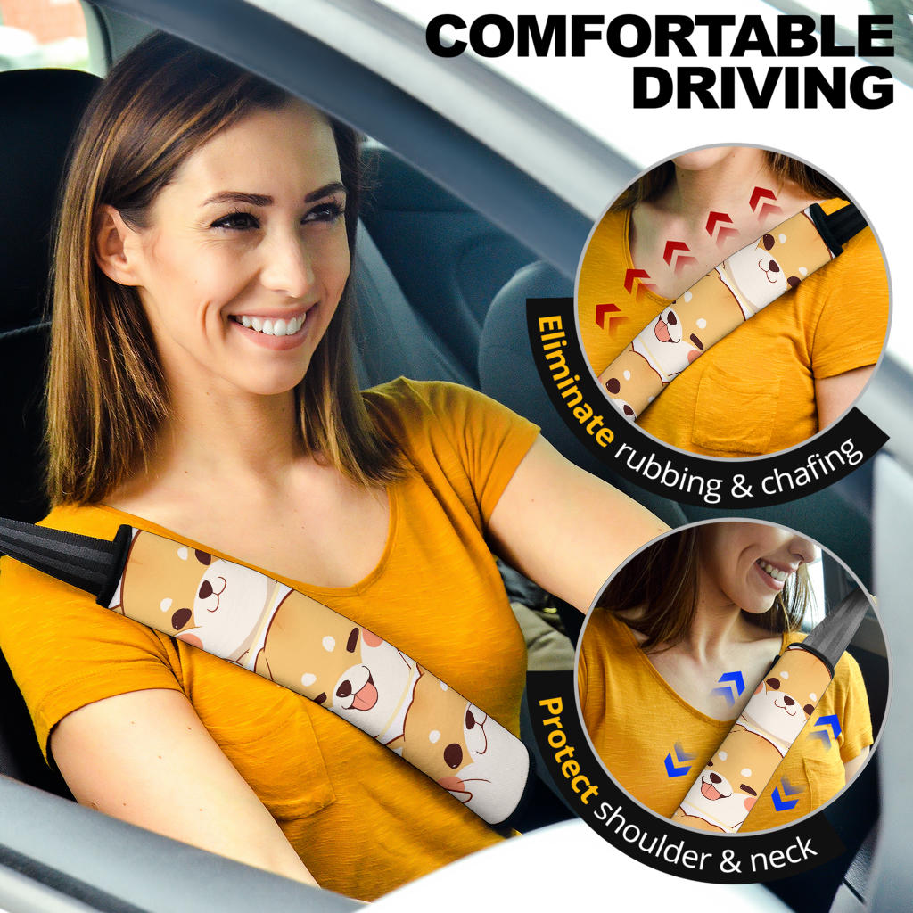 Corgi Anime Car Seat Belt Covers Custom Animal Skin Printed Car Interior Accessories Perfect Gift